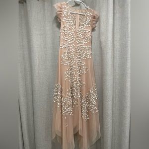 Emery Embroidered Evening Dress BCBGMaxAzria bare pink us2